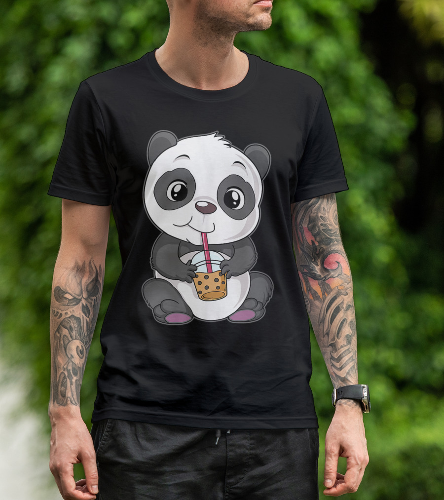 Cute Bubble Tea Panda Bear Sweets Choco Shake Baby Teddy T-Shirt