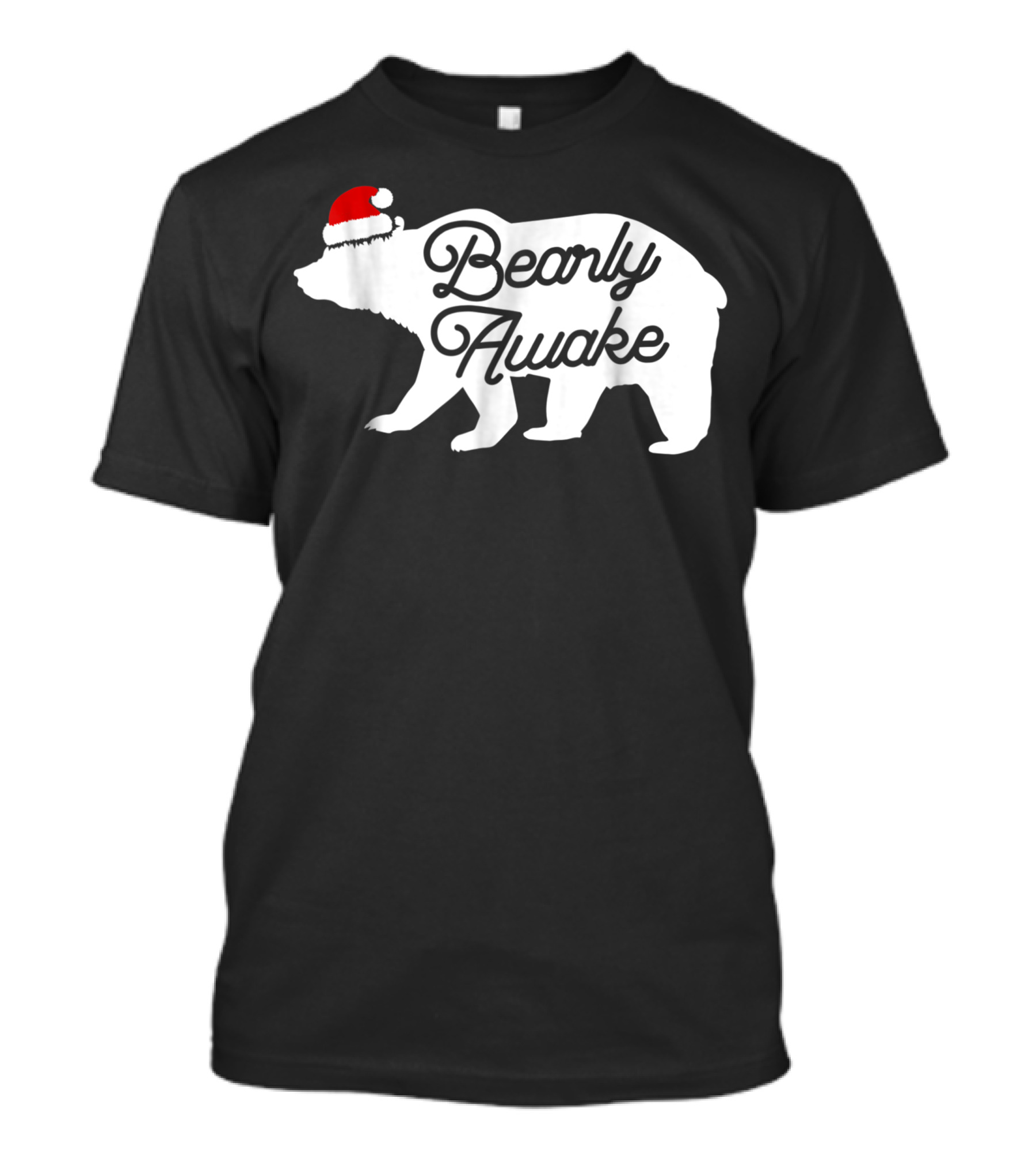 Bearly Awake Santa Hat Polar Bear T-Shirt