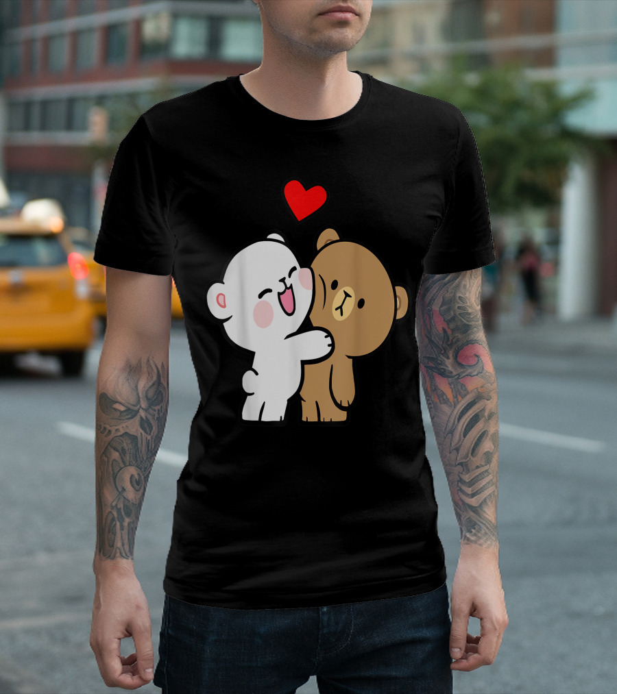 Teddy Bear Hug Love Heart Valentines Mocha Milk Lover T-Shirt