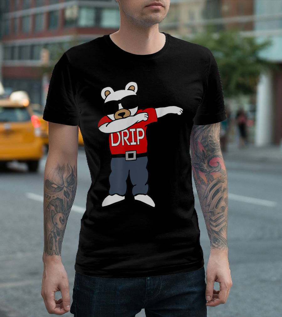 Dabbing Hip Bear Drip Red Shirt Sunglasses T-Shirt