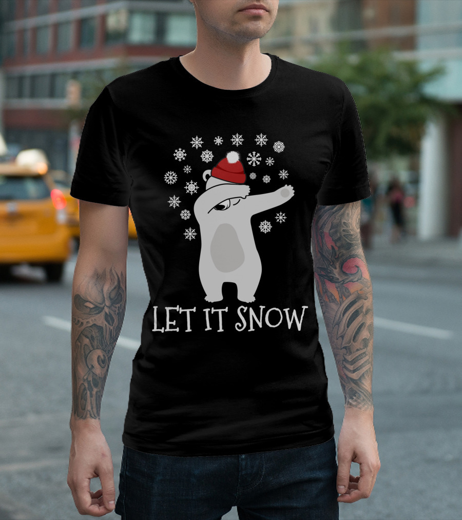 Let It Snow Dabbing Polar Bear Christmas Holiday T-Shirt
