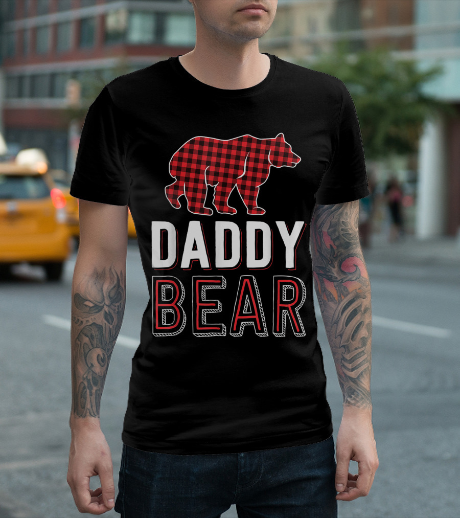 Daddy Bear Red Buffalo Plaid Bear T-Shirt