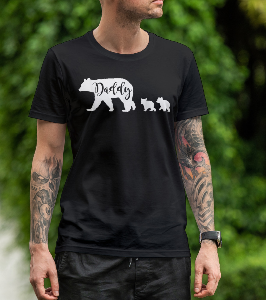 Daddy Bear With Two Cubs Dad Father Papa T-Shirt