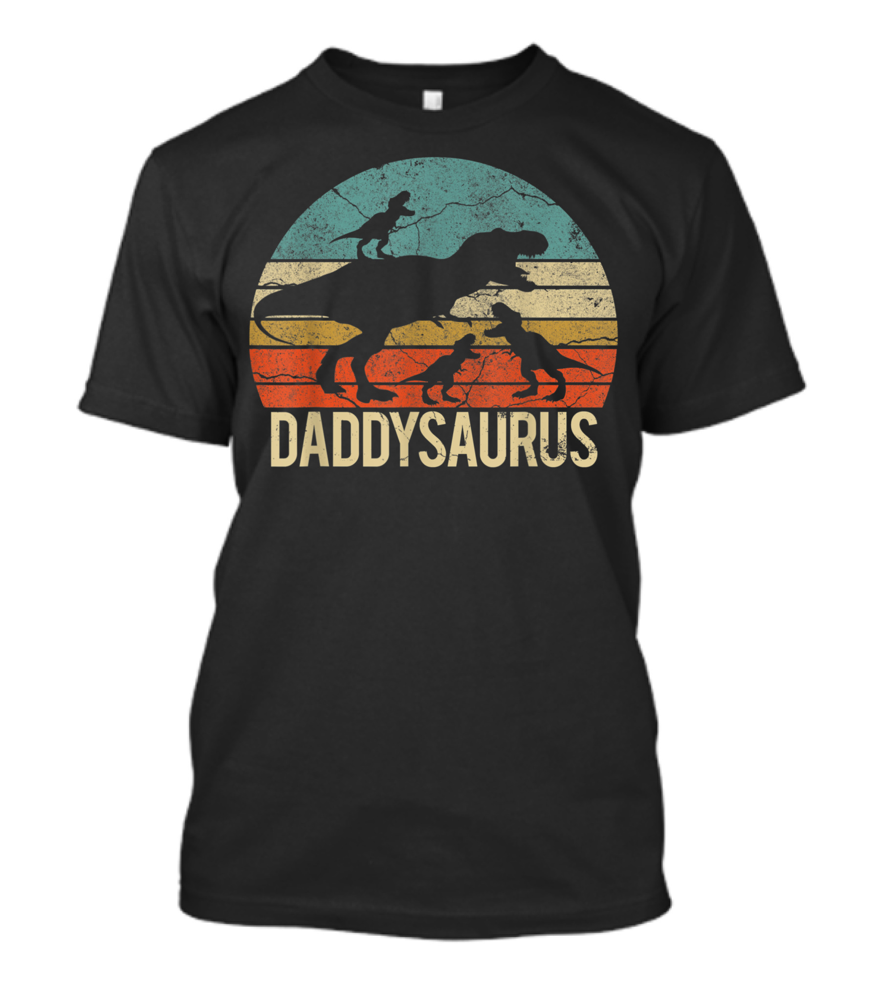 Daddysaurus Daddy Dinosaur Retro Sunset T-Shirt
