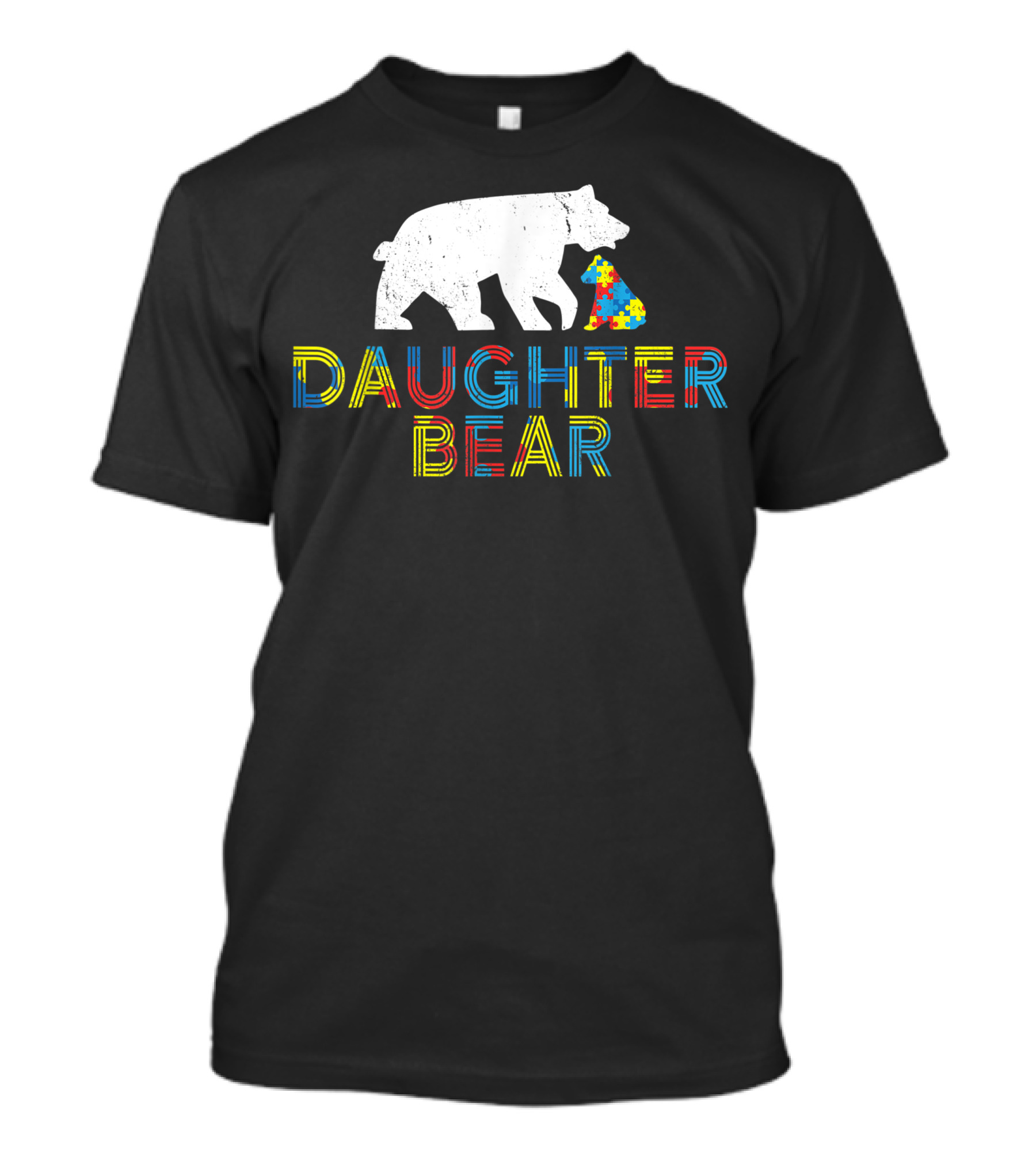 Daughter Bear Autism Awareness With Puzzle Heart Bear T-Shirt