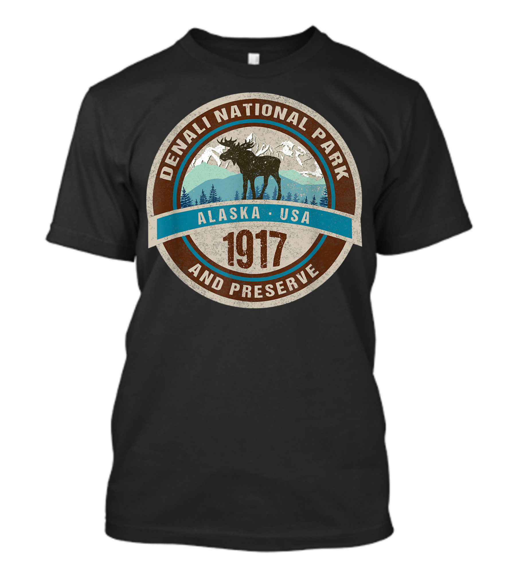 Denali National Park And Preserve Alaska USA Moose 1917 T-Shirt
