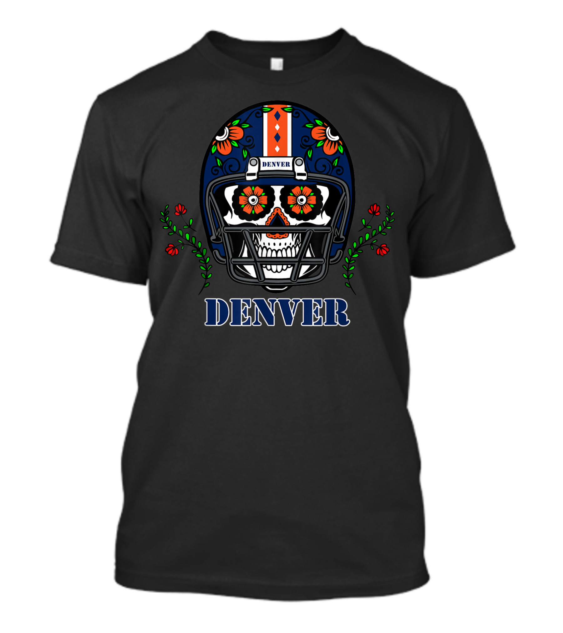 Denver Football Helmet Sugar Skull Day Of The Dead T-Shirt