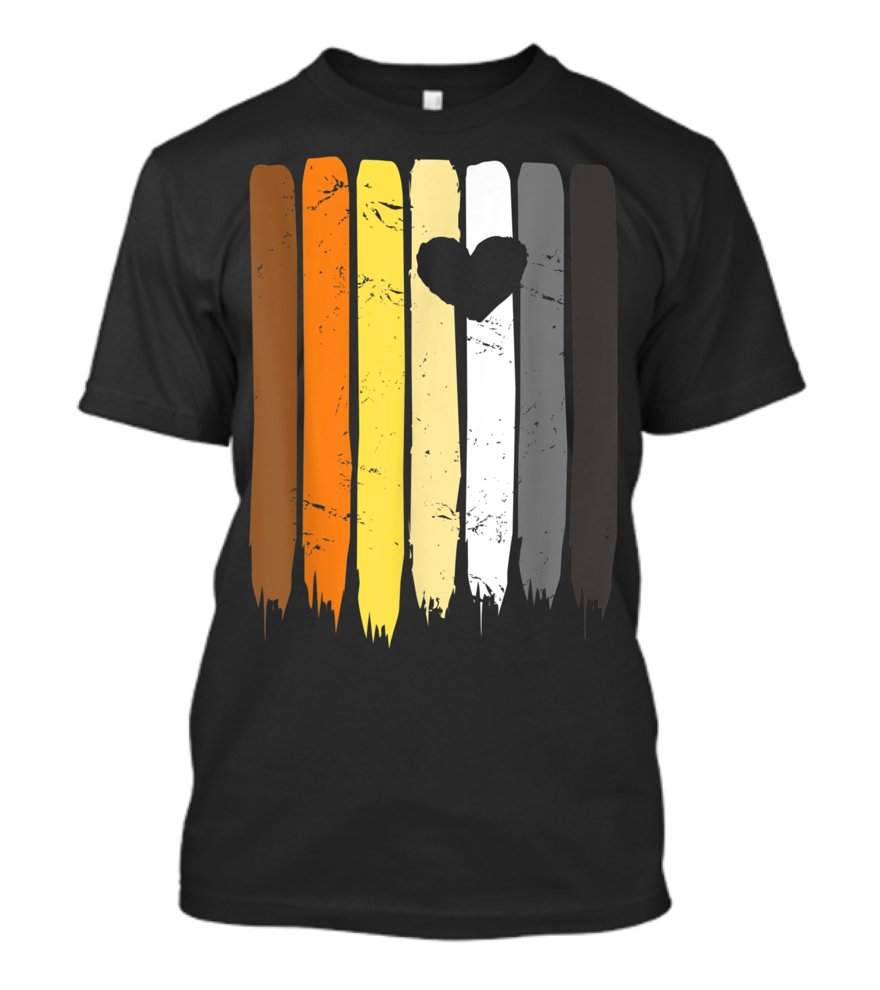 Distressed Bear Flag Heart Gay Pride Stripes T-Shirt