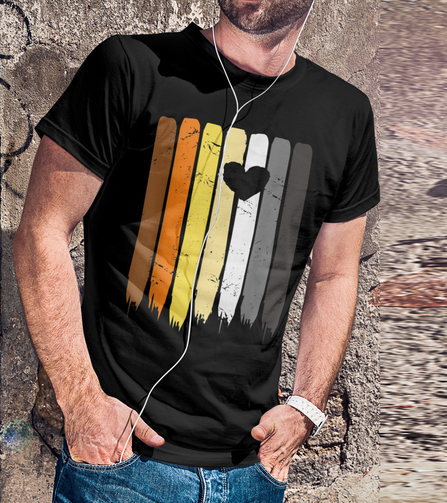 Distressed Bear Flag Heart Gay Pride Stripes T-Shirt