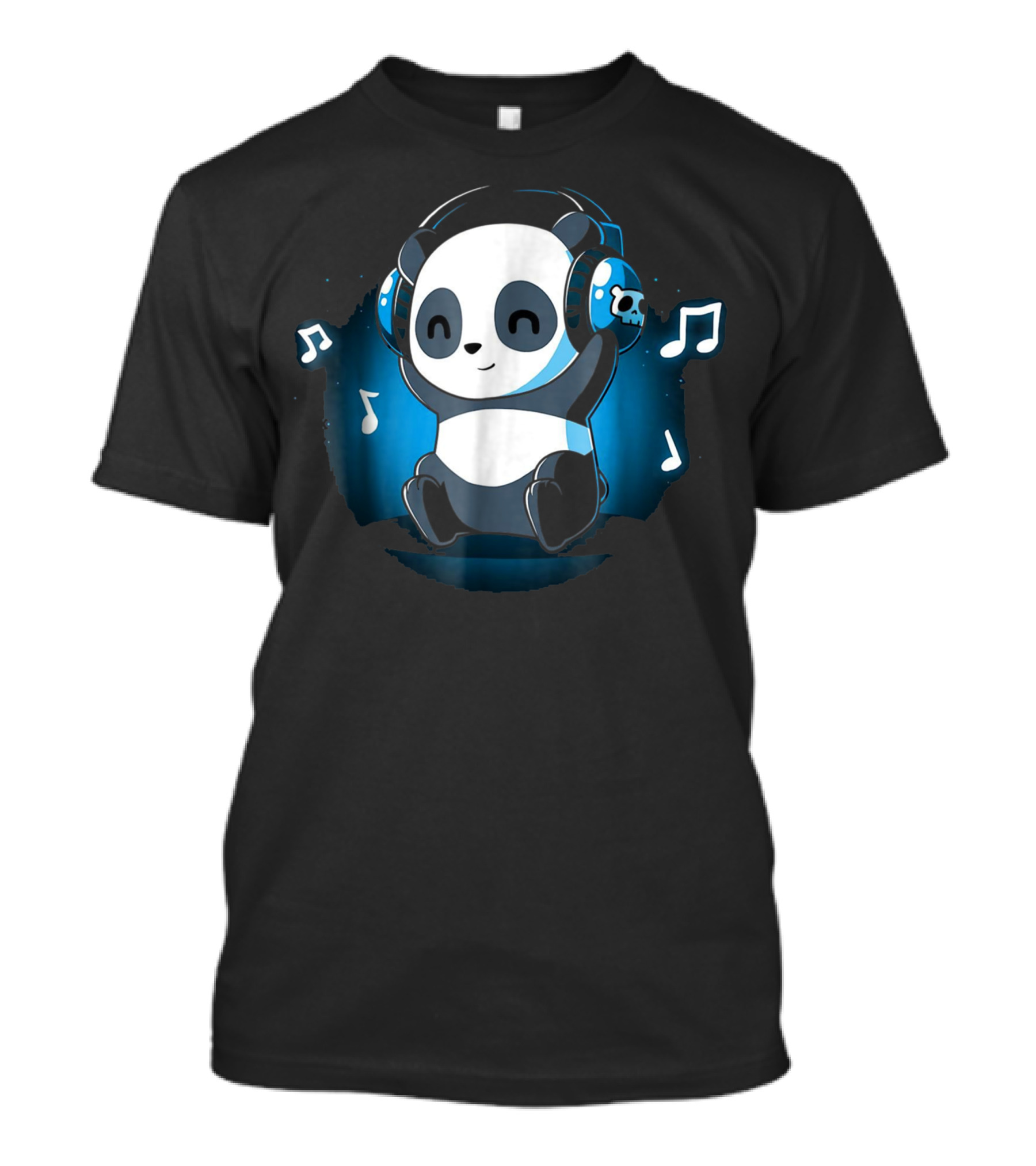 DJ Panda Headphones With Music Notes And Skull T-Shirt