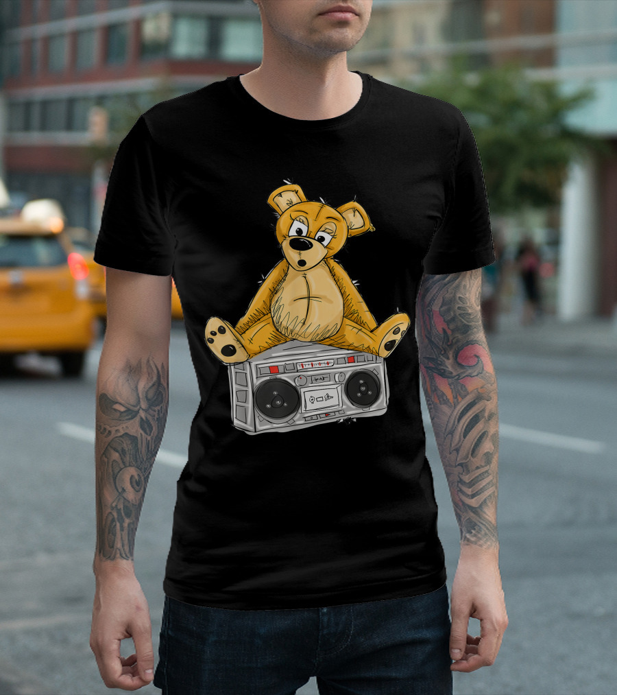 DJ Teddy Bear on Boombox San Francisco Street Art by Zamiro T-Shirt