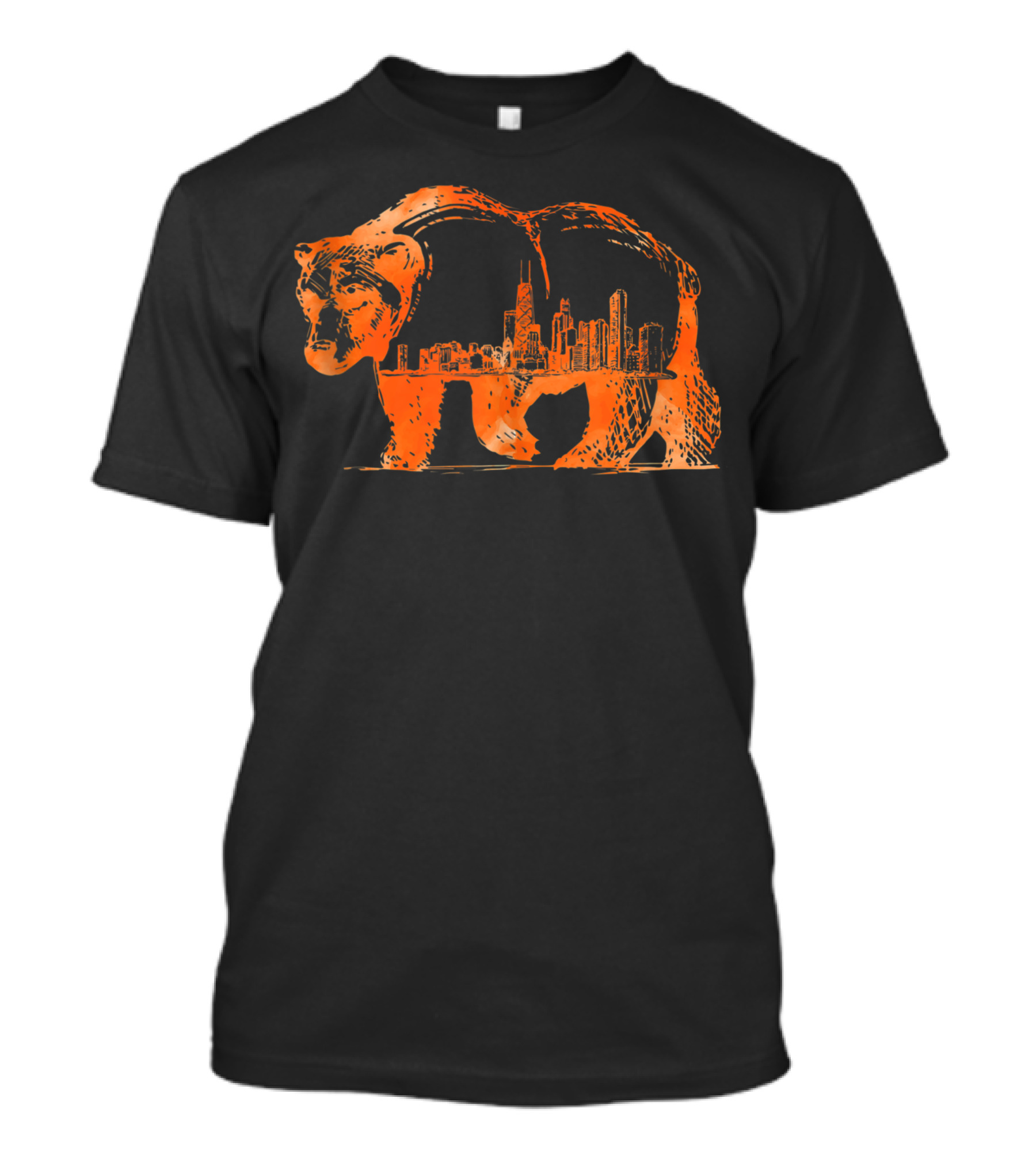 Downtown Chicago City Skyline Walking Bear T-Shirt