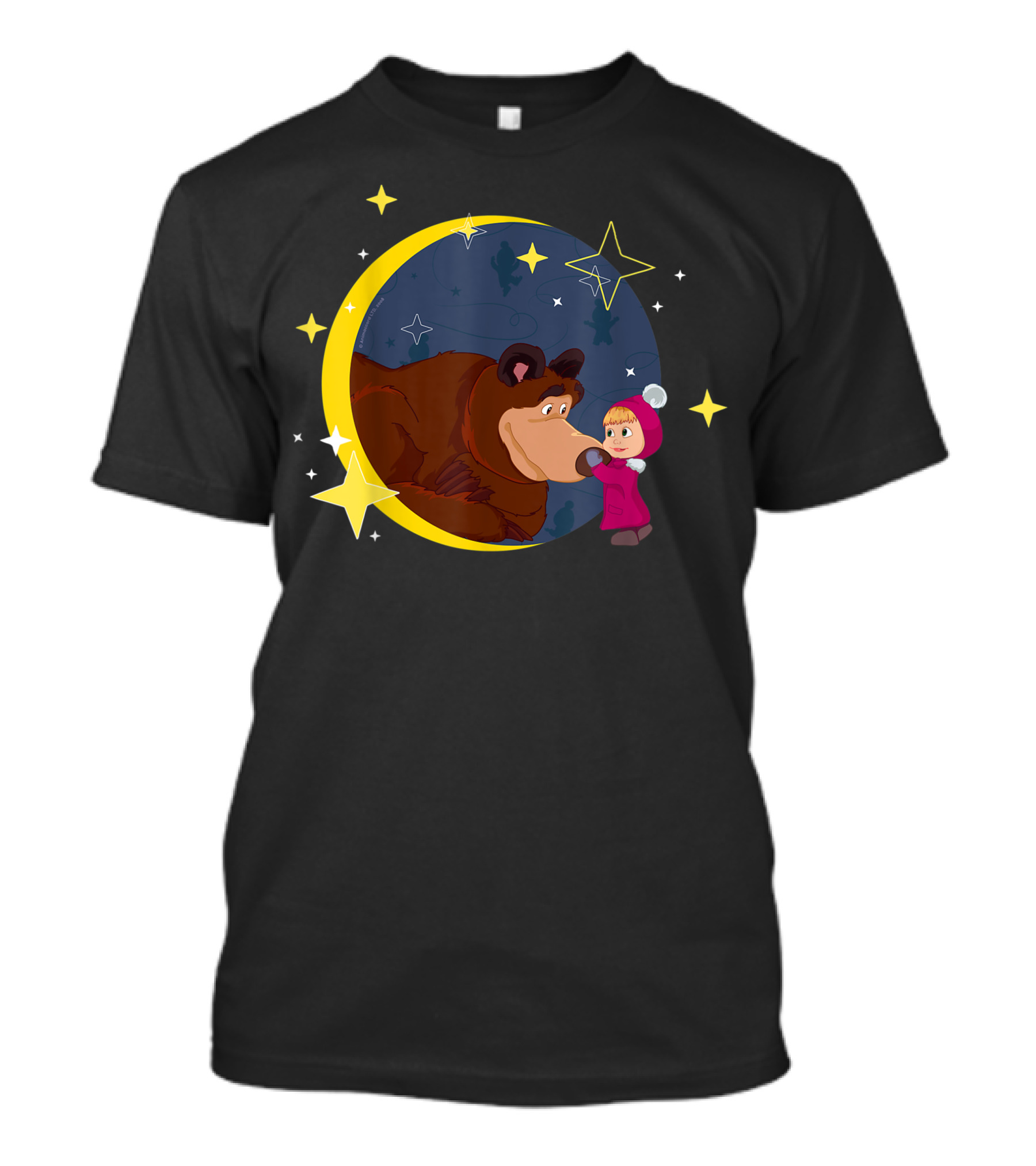 Moonlit Bear And Child Dreams With Stars T-Shirt