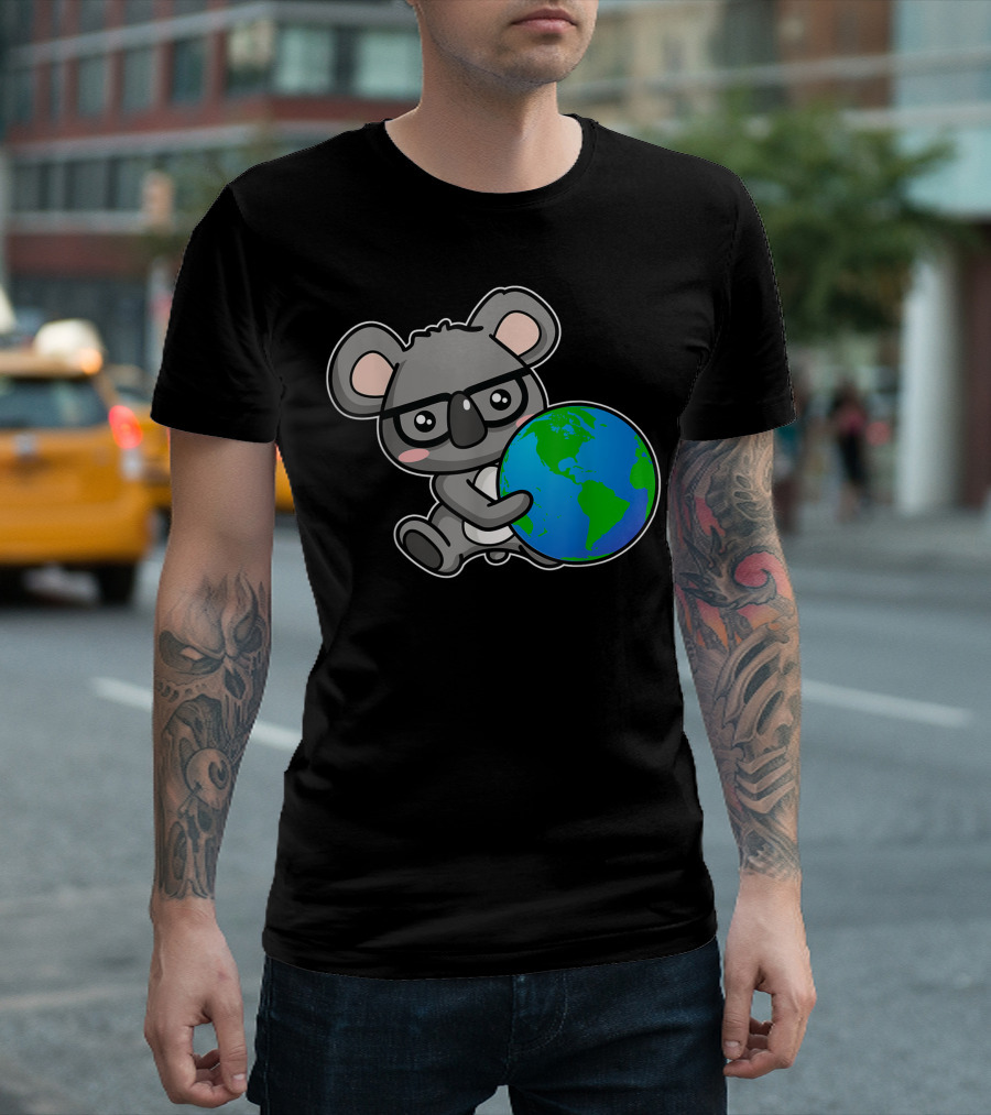 Earth Day Koala Bear Hugging Globe T-Shirt