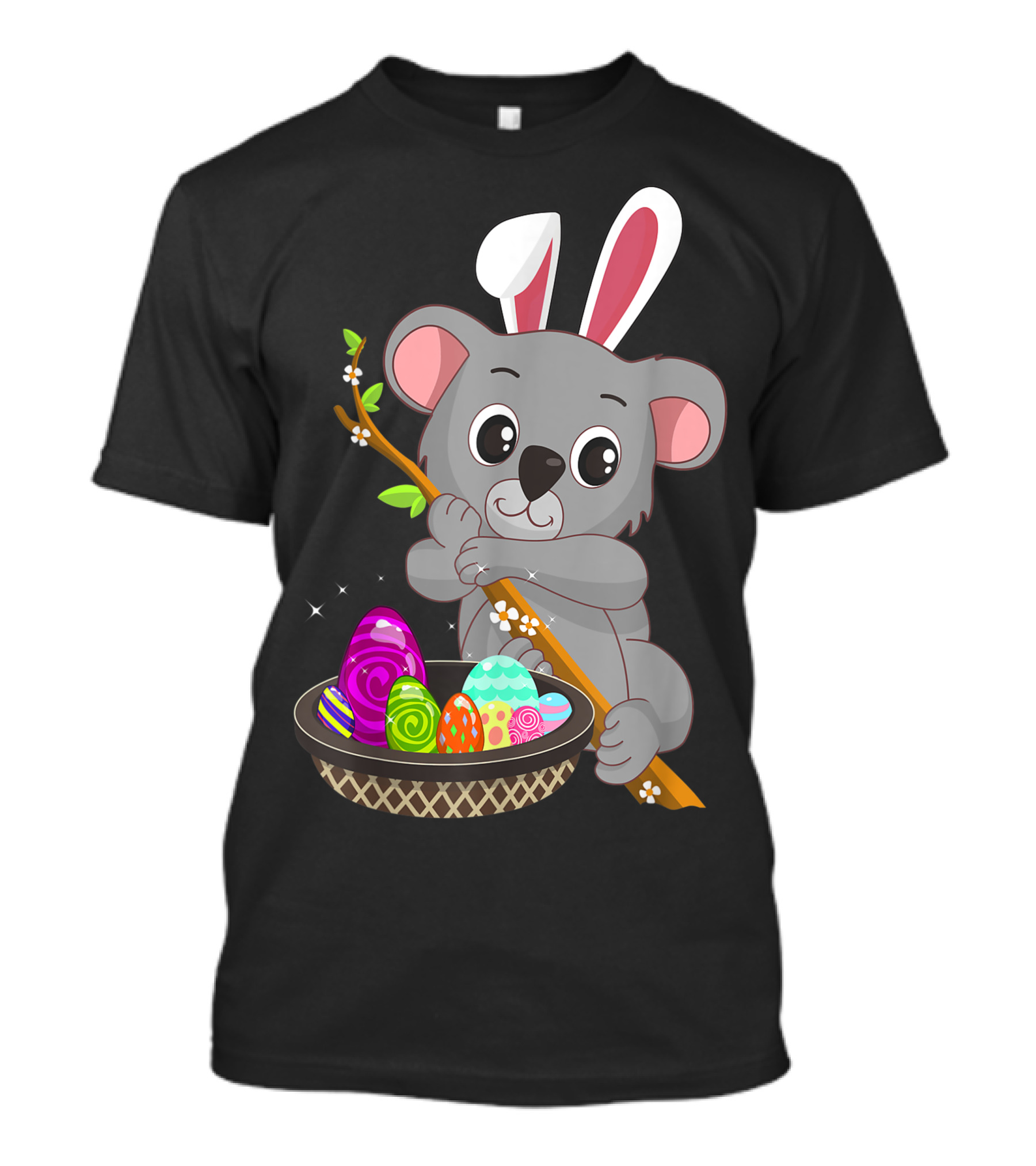 Easter Koala Bear Bunny Ears Basket Of Colored Eggs T-Shirt