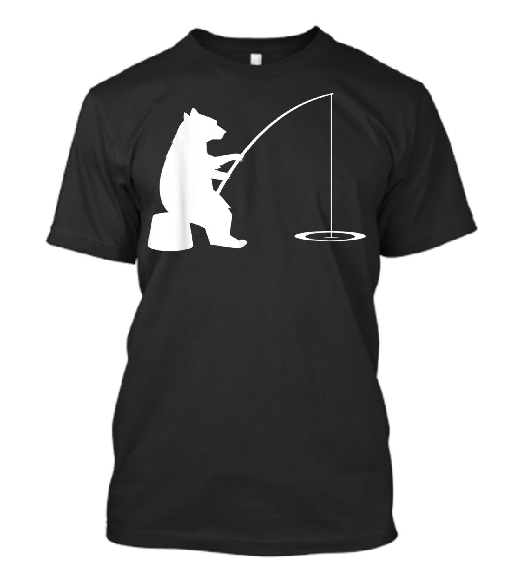 Fishing Bear Ice Fishing Scene T-Shirt