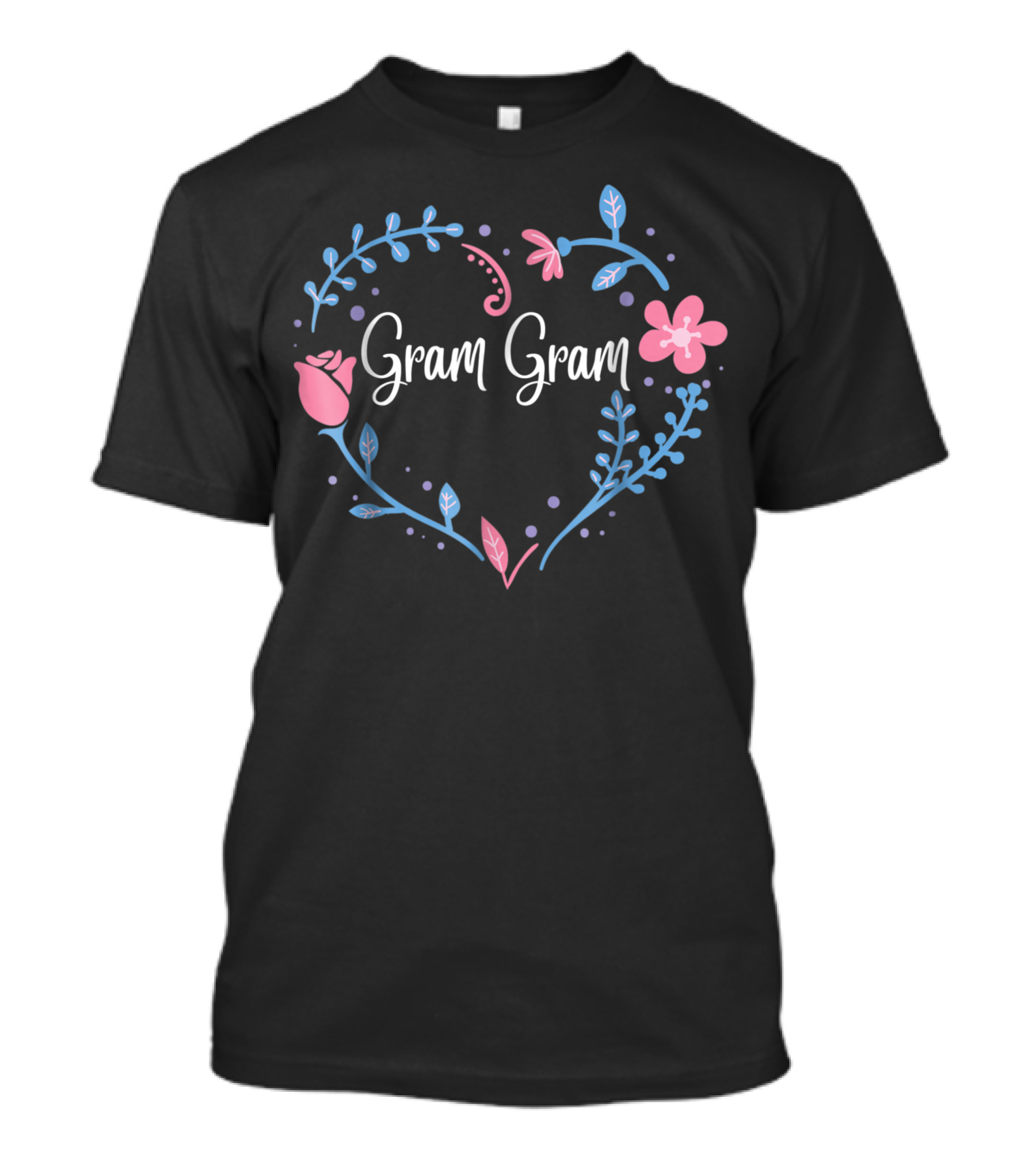Gram Gram Heart Floral Grandma Christmas Birthday T-Shirt