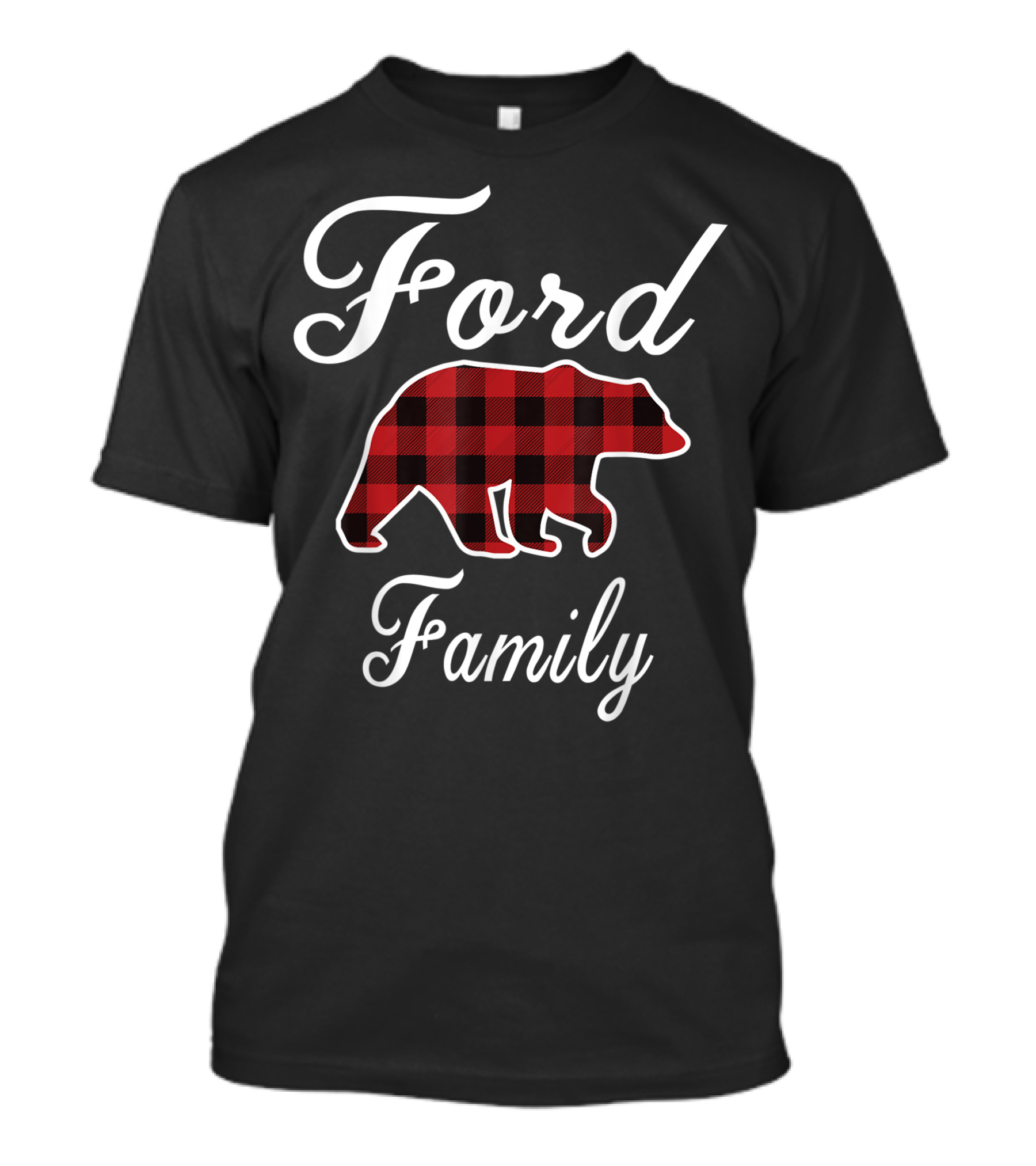 Ford Family Bear Red Plaid Buffalo Check T-Shirt