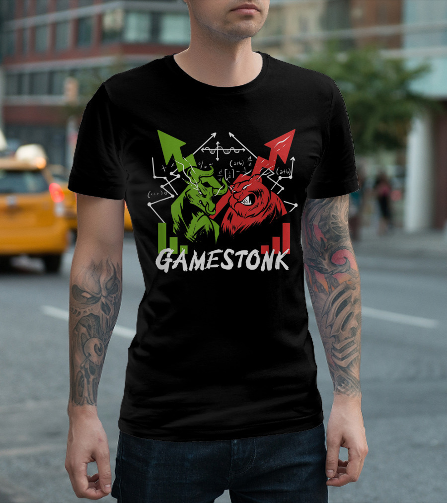 Gamestonk Yolo Wall Street Bull Bear Short Squeeze Stock Investor Chart Arrows T-Shirt