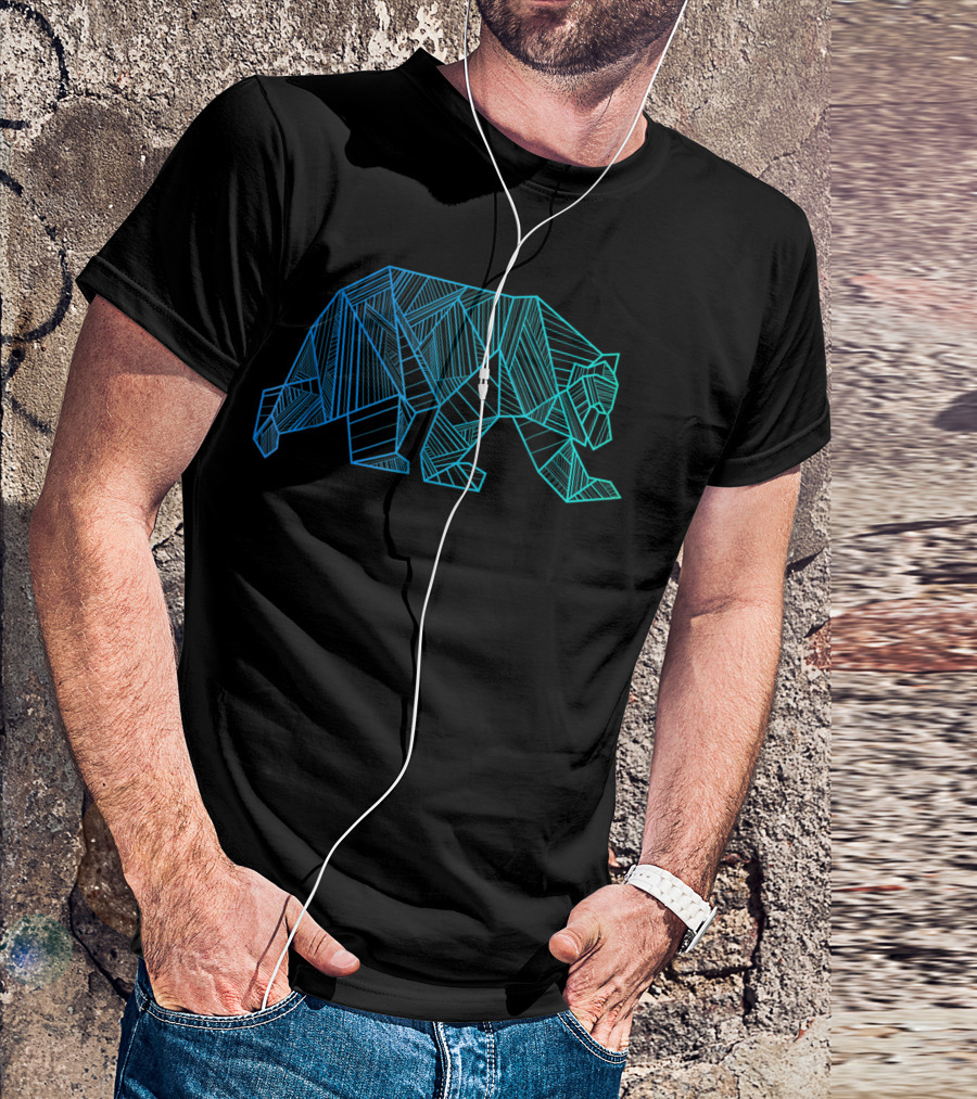 Geometric Bear Wild Alaska Mountain Animal Hipster T-Shirt