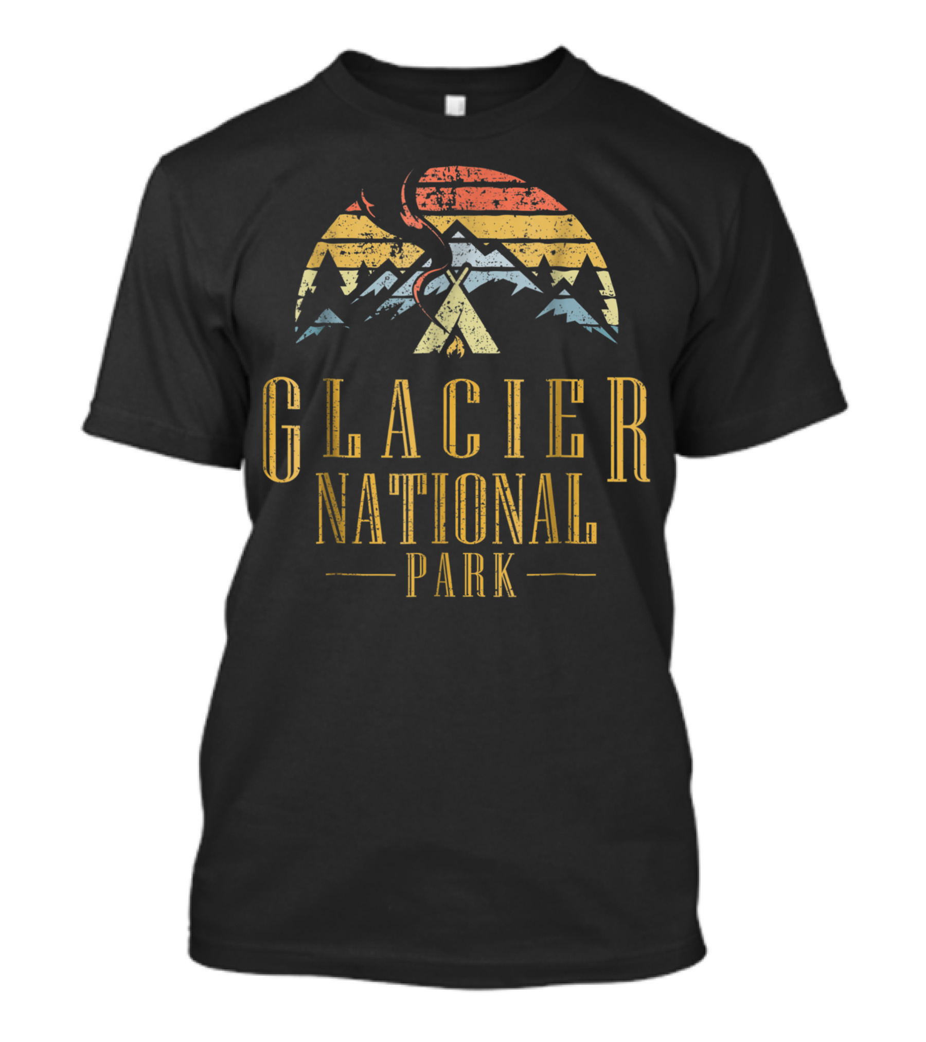 Glacier National Park Campground Mountains And Teepee T-Shirt