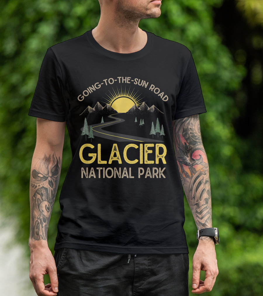 Going To The Sun Road Glacier National Park Mountain Sunrise Scene T-Shirt
