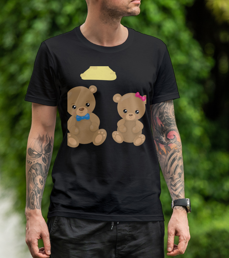 Goldilocks And The Three Bears Cute Bear Characters With Bow Tie And Bow T-Shirt