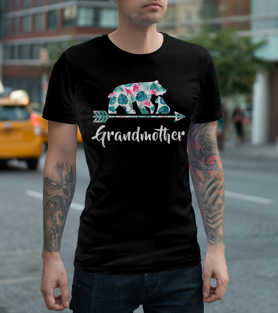 Grandmother Bear Floral Arrow Buffalo Matching Family T-Shirt