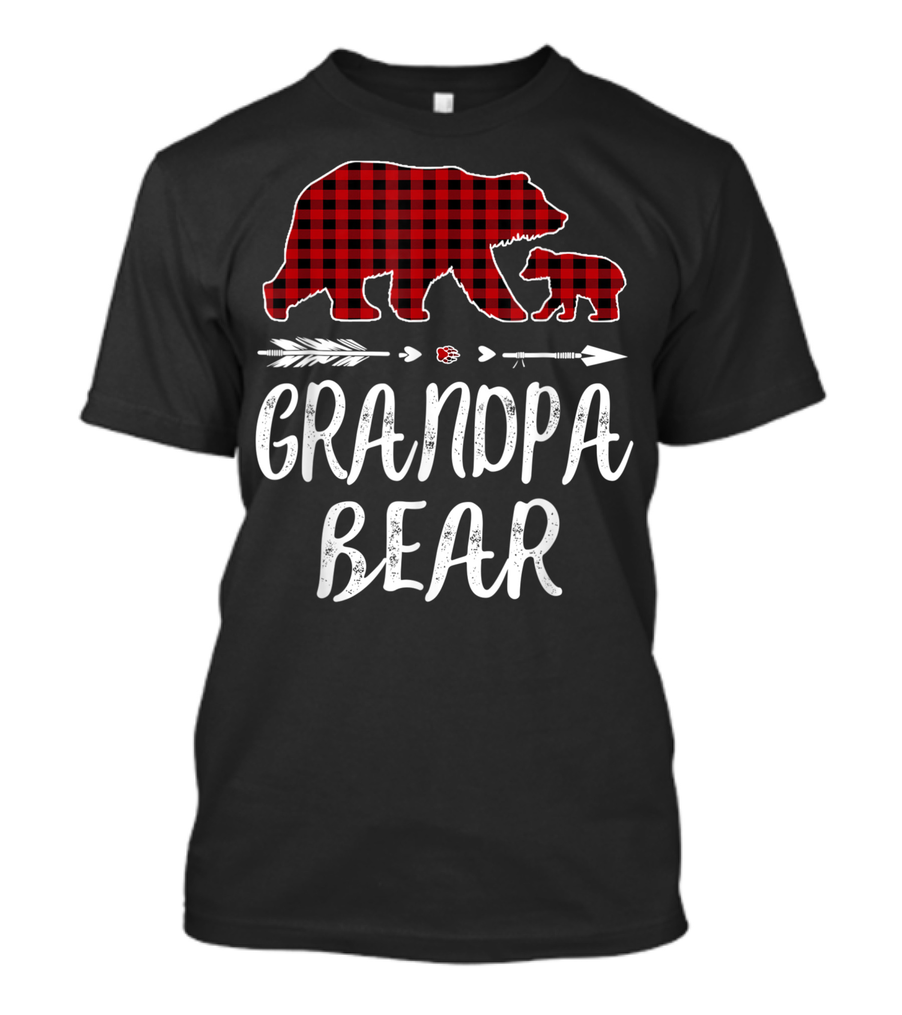 Grandpa Bear Red Plaid Buffalo Family With Arrows T-Shirt