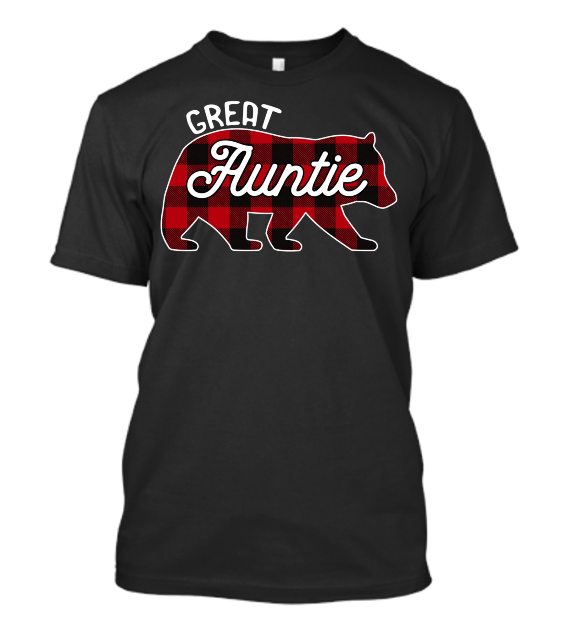 Great Auntie Bear Red Buffalo Plaid T-Shirt