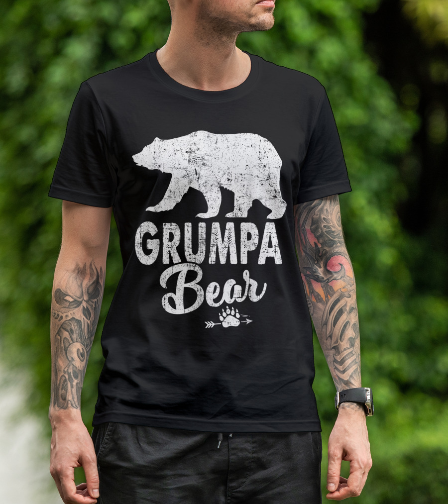 Grumpa Bear Silhouette With Paw And Arrow T-Shirt