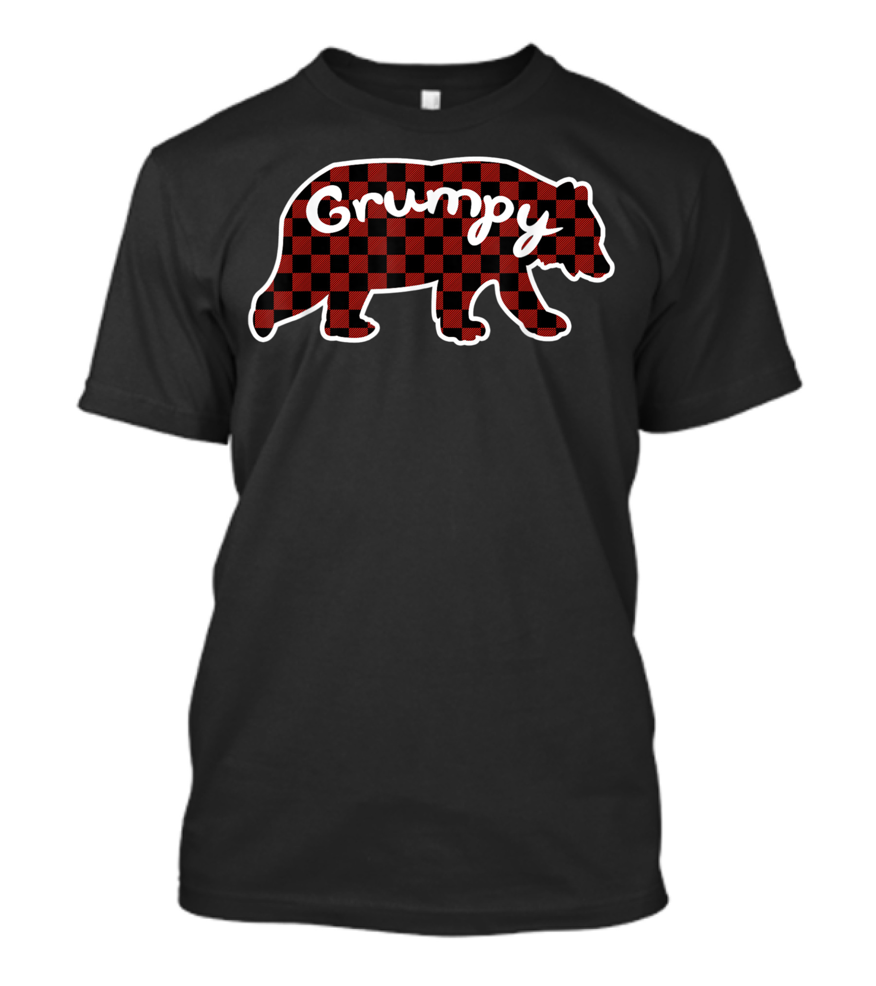 Grumpy Bear Red Plaid Matching Family Christmas T-Shirt