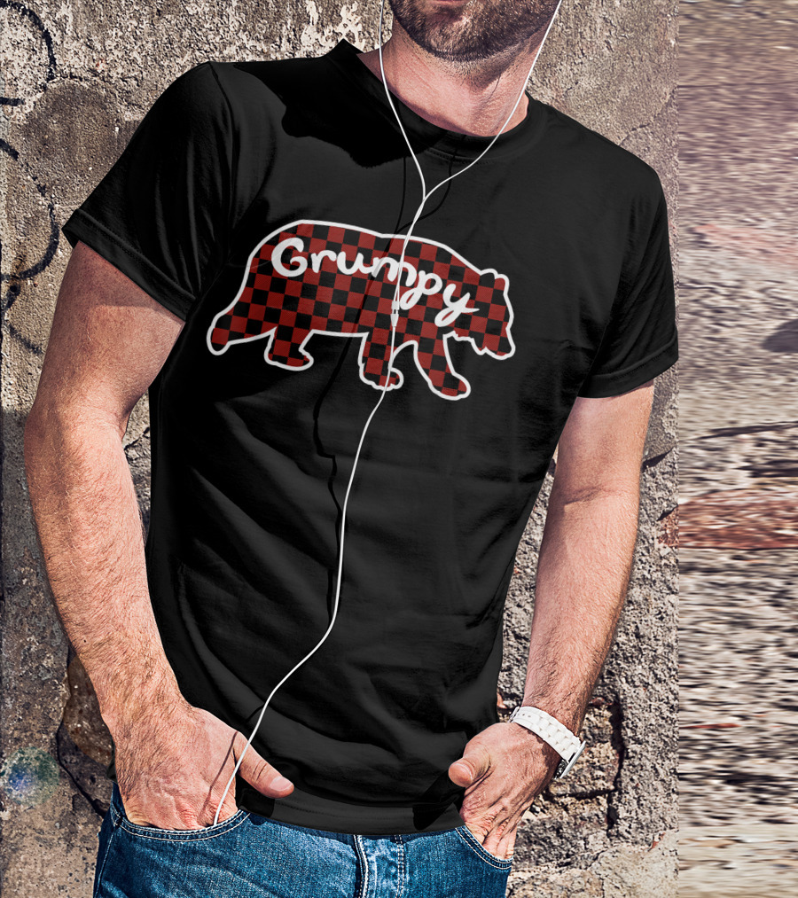Grumpy Bear Red Plaid Matching Family Christmas T-Shirt