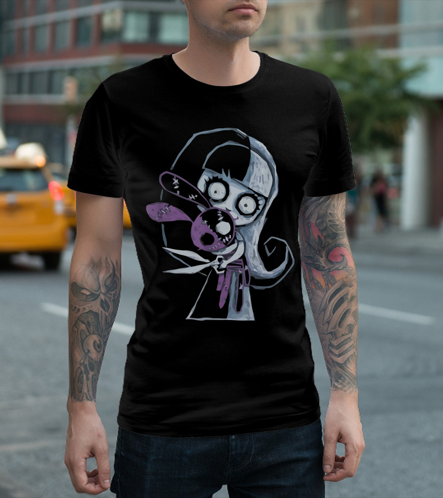 Halloween Costume Adult Scary Teen With Little Bear Creepy Doll and Stitch Bunny T-Shirt