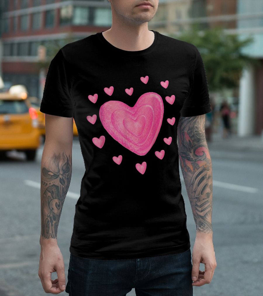 Hearts Kids School Valentines Day Girls Pink Heart T-Shirt