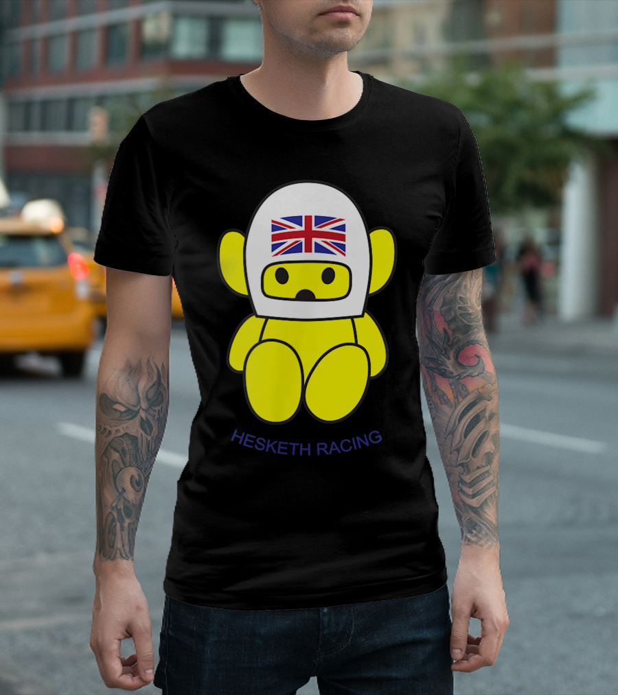 Hesketh Racing British Helmet Teddy Bear Emblem T-Shirt