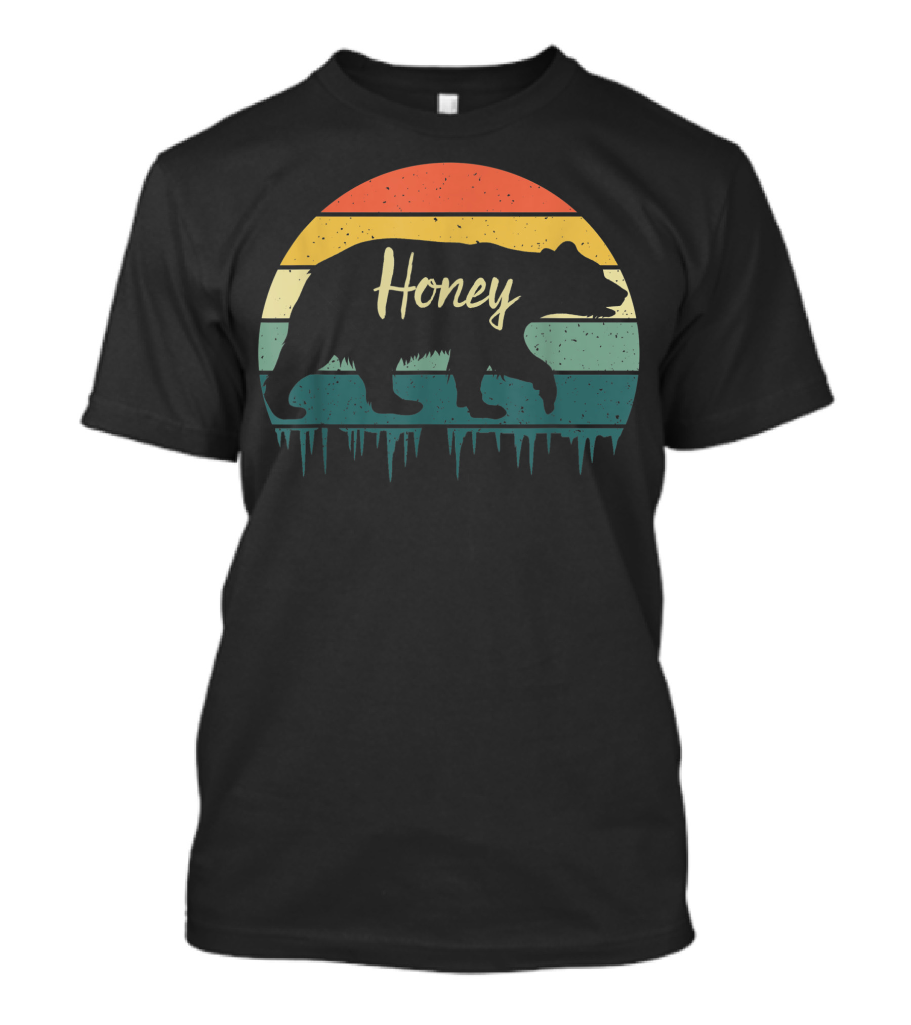 Honey Grandmother Honey Bear Retro Sunset T-Shirt