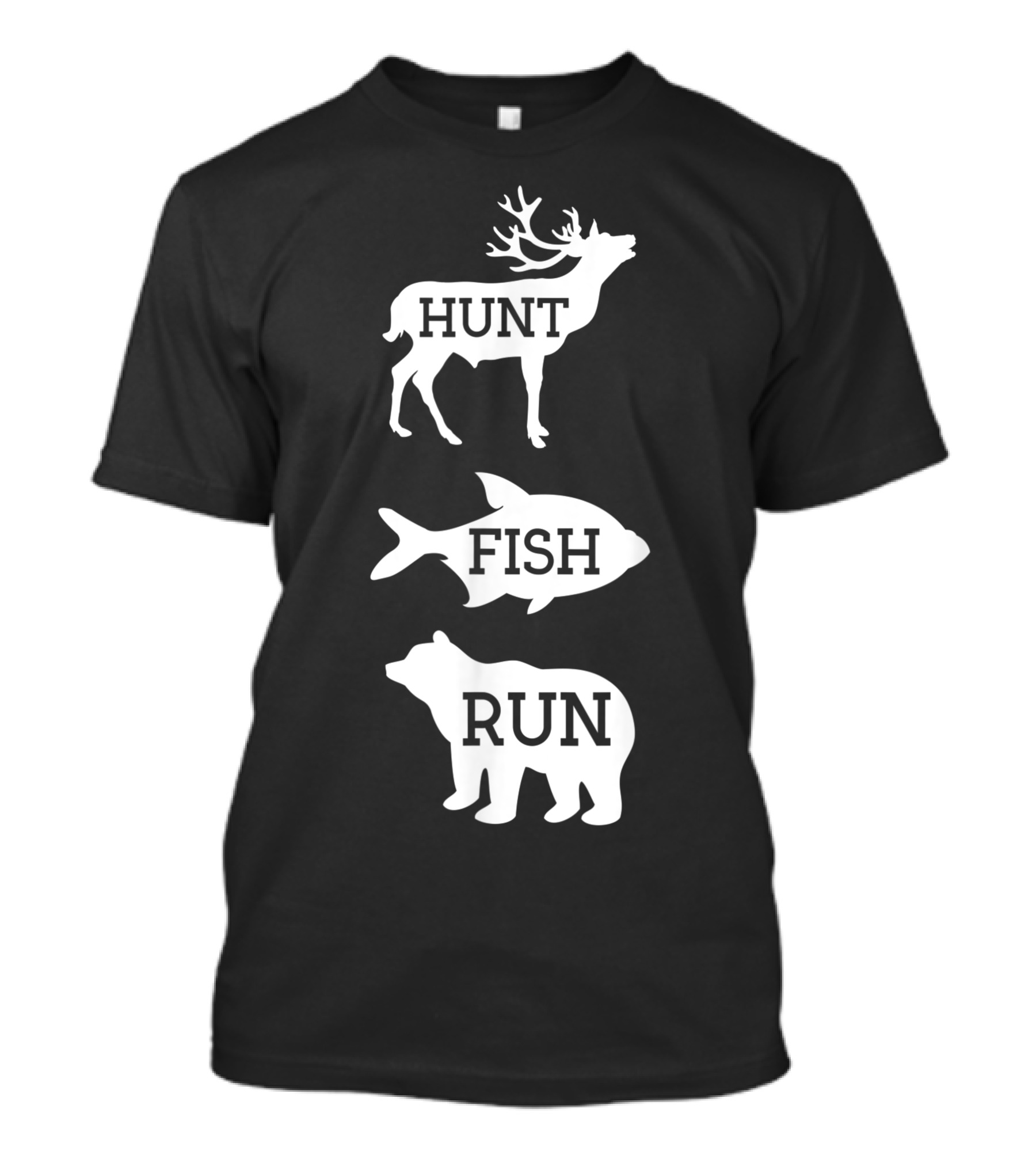 Hunt Fish Run Stag Bear Animal T-Shirt