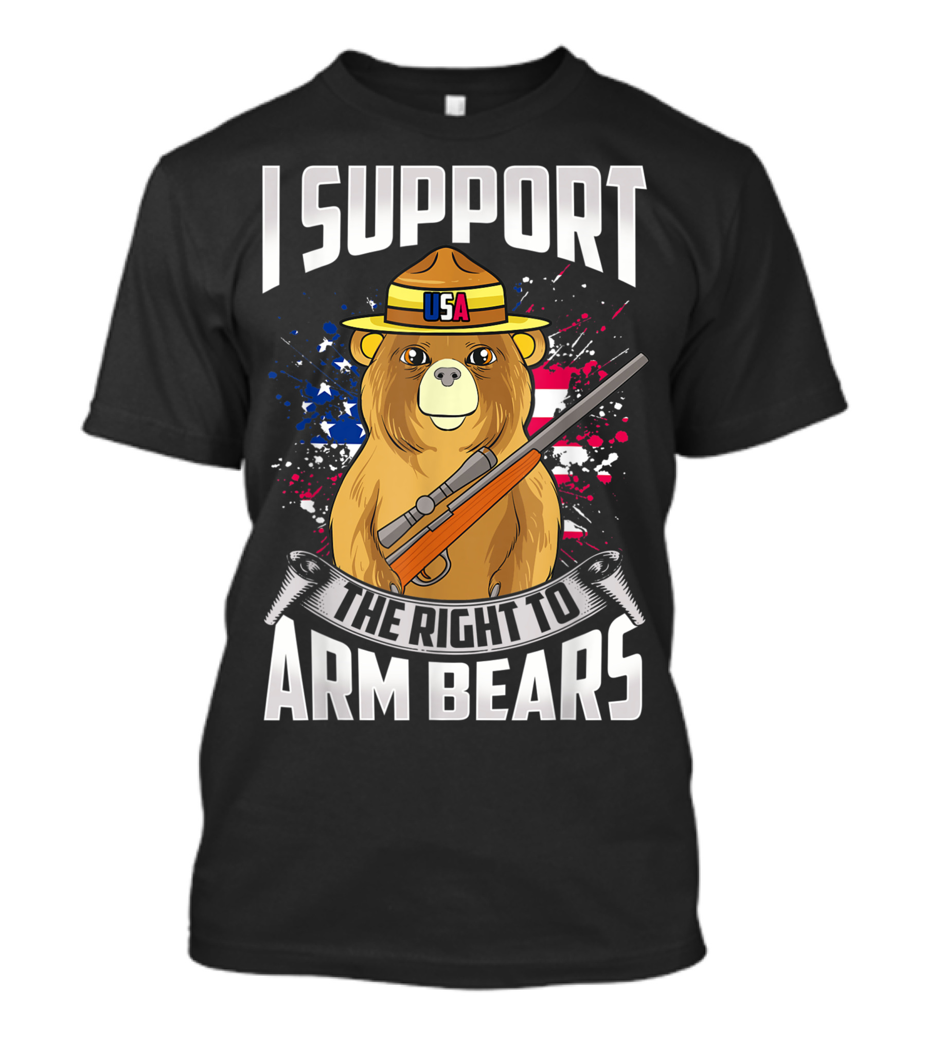 I Support USA The Right To Arm Bears Dad Joke Pun T-Shirt