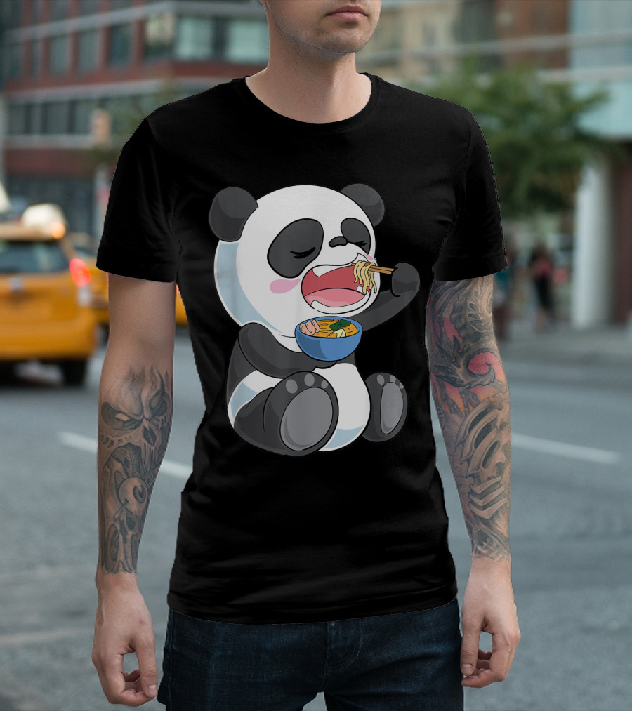 Japanese Ramen Eating Panda Bear T-Shirt