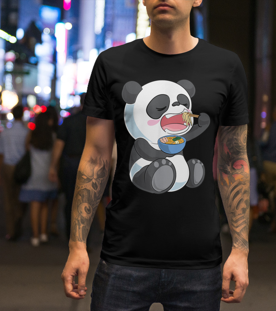 Japanese Ramen Eating Panda Bear T-Shirt