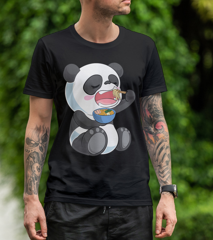 Japanese Ramen Eating Panda Bear T-Shirt