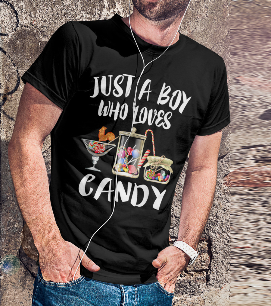 Just A Boy Who Loves Candy With Lollipops And Jars T-Shirt