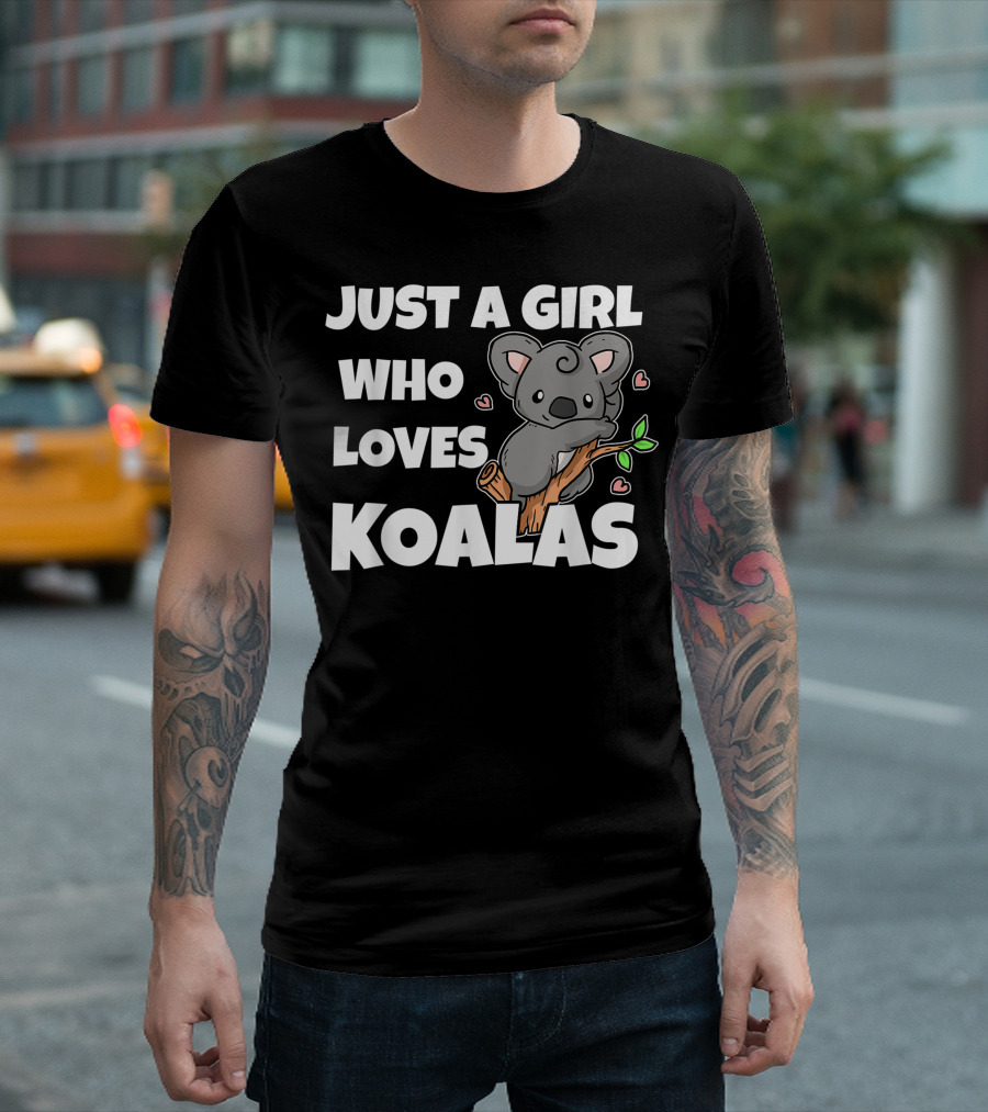 Just A Girl Who Loves Koalas Cute Koala Bear Hearts T-Shirt