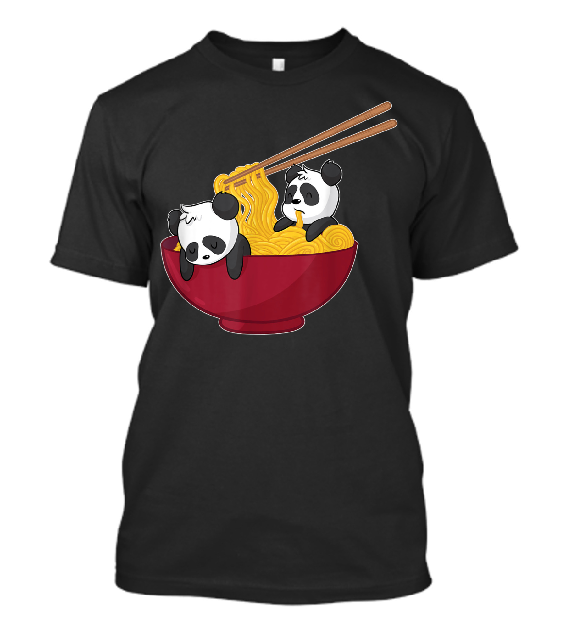 Kawaii Panda Bears In Japanese Ramen Noodles Bowl With Chopsticks T-Shirt