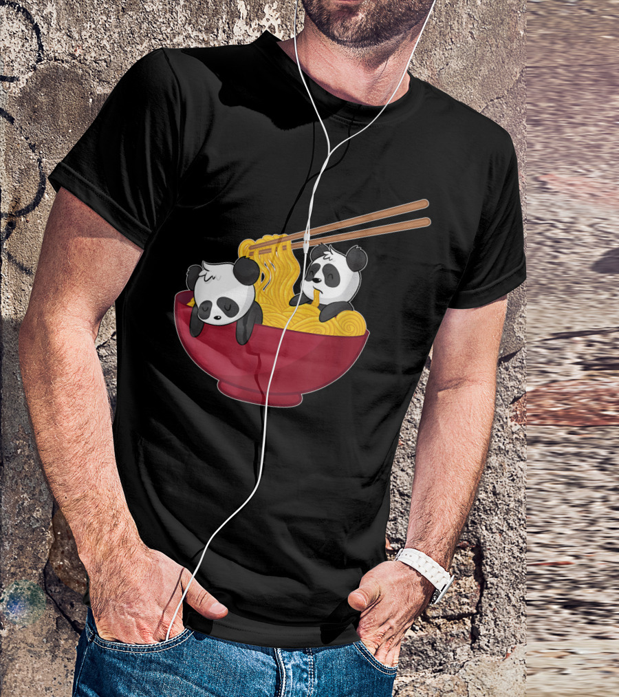 Kawaii Panda Bears In Japanese Ramen Noodles Bowl With Chopsticks T-Shirt