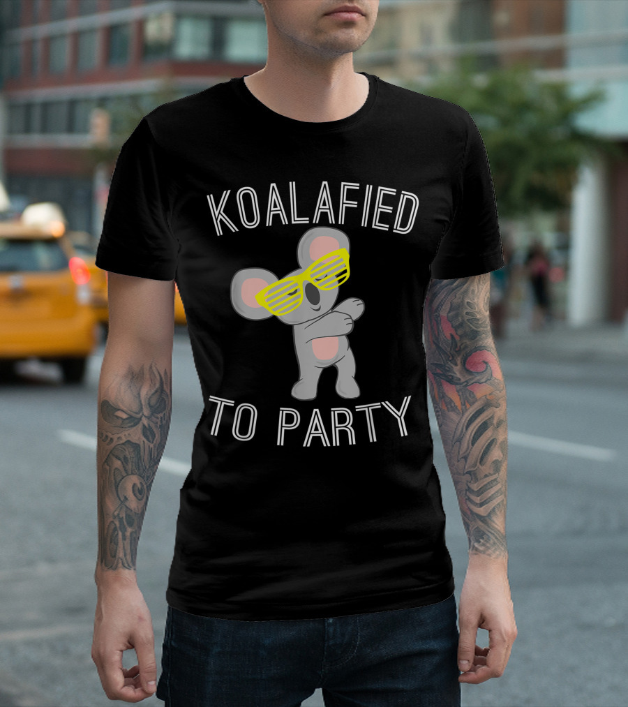 Koalafied To Party Dabbing Koala With Sunglasses Animal Pun T-Shirt
