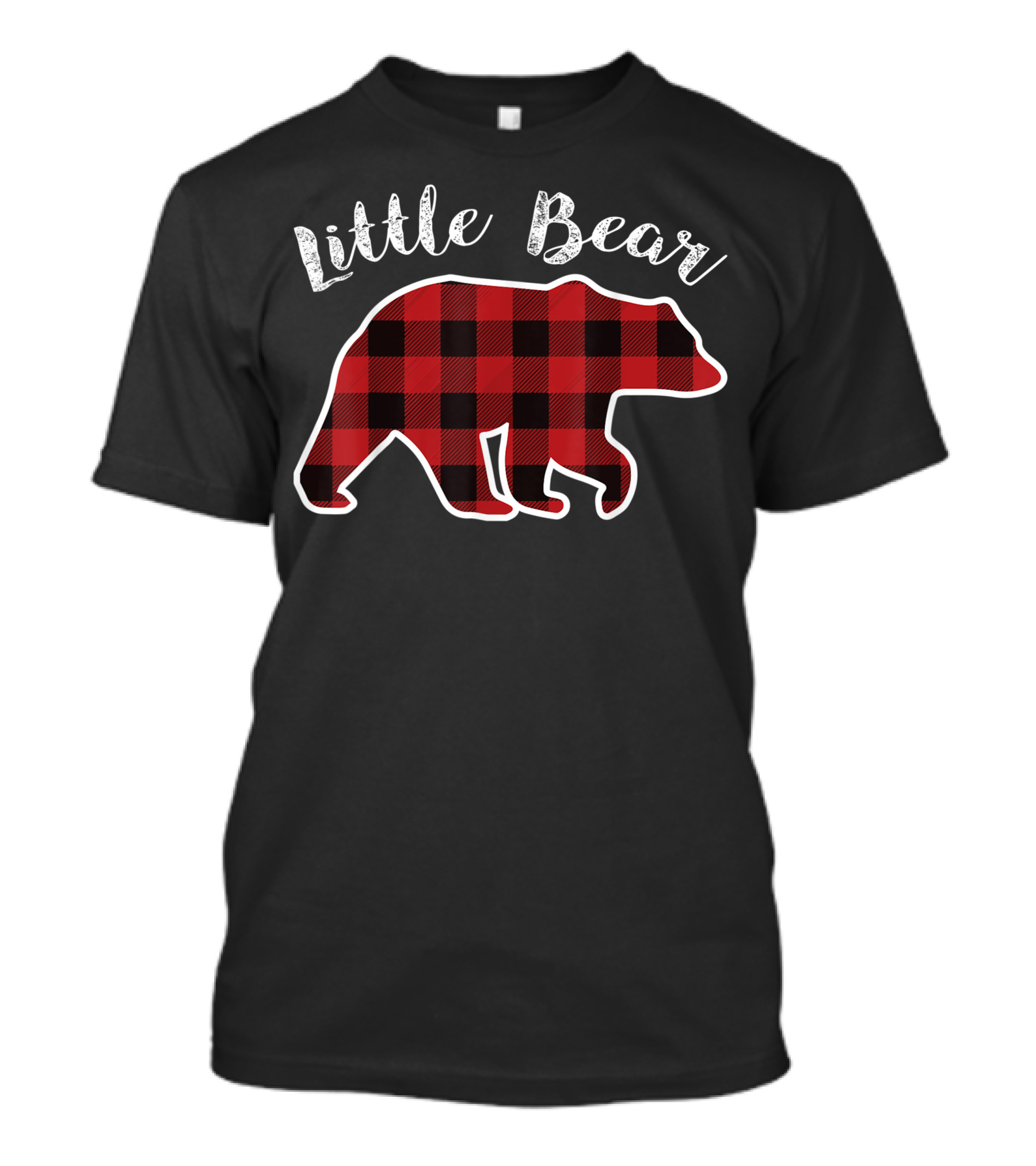 Little Bear Red Plaid Buffalo Check Pattern T-Shirt
