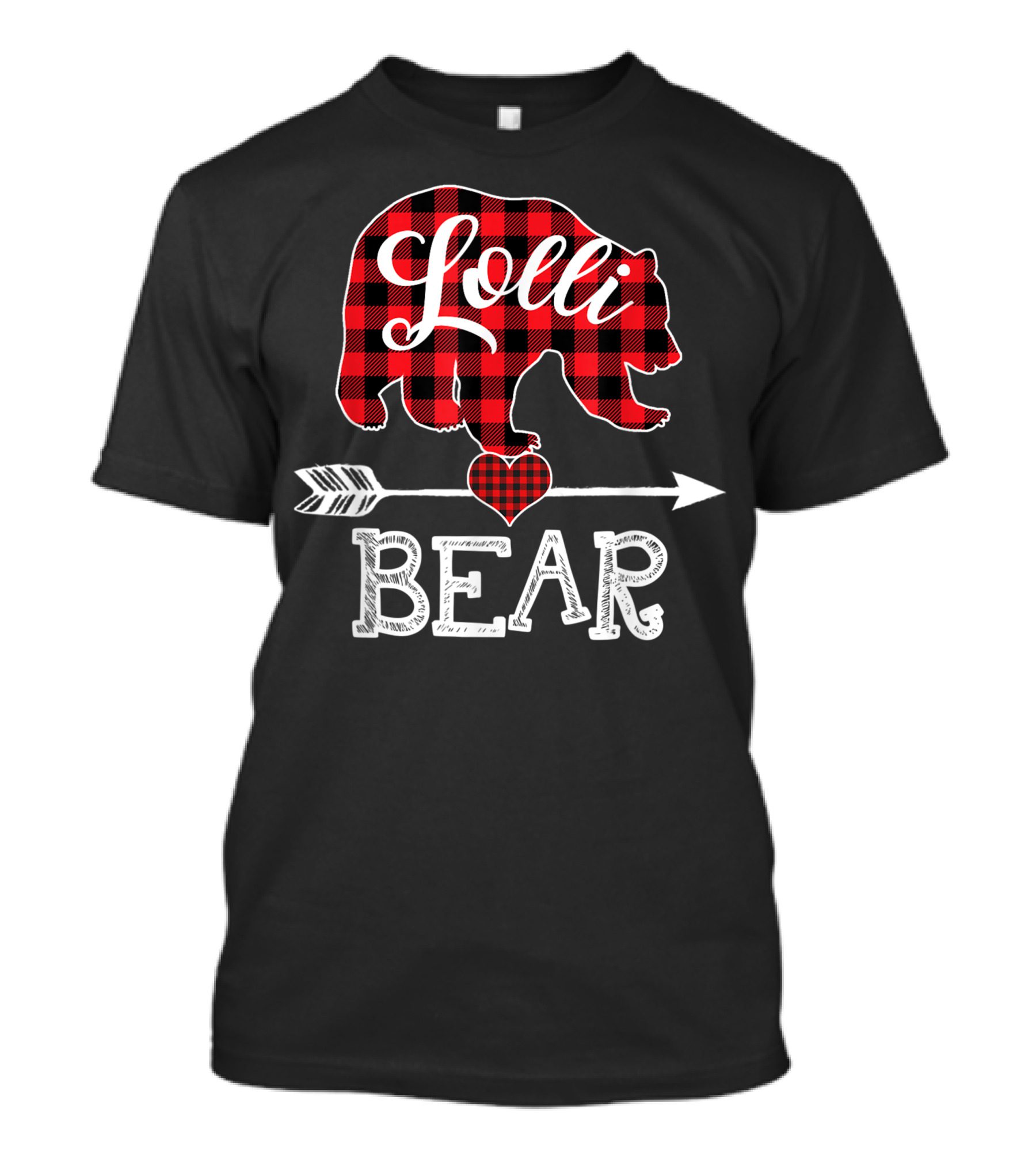 Lolli Bear Plaid Red Buffalo Family Heart Arrow T-Shirt
