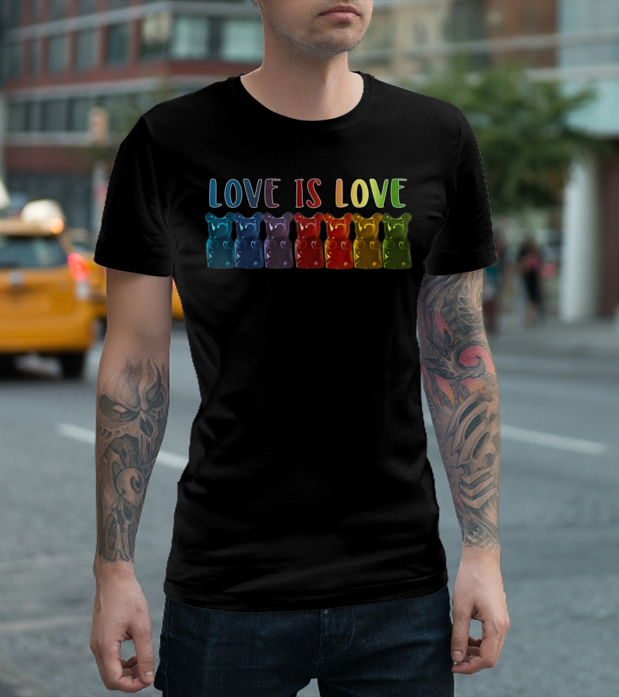 Love Is Love Rainbow Gummy Bears Queer Pride T-Shirt